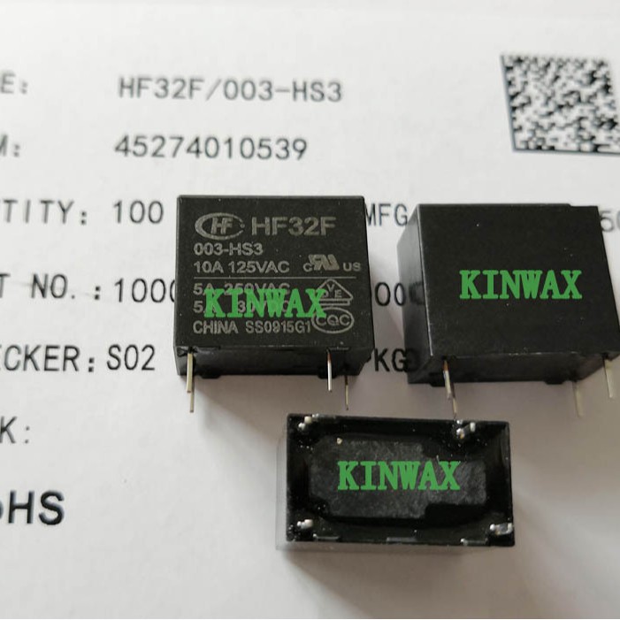 HF32F/048-HS 继电器4脚一组常开3A250VAC