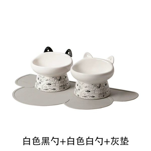 Black and white A model+black and white B model+4 cat ear spoons+gray cloud blossoming pads