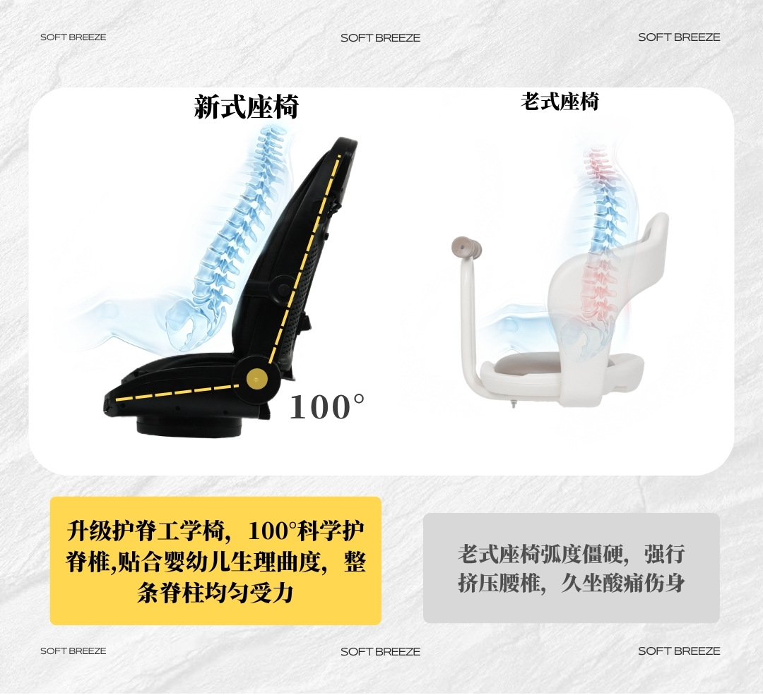 Lightweight foldable baby seat for strolling, children's reclining high-view front-facing stroller seat, baby seat