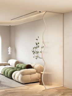 Cream style Changhong art glass partition living room porch shelter simple modern bathroom shower iron partition