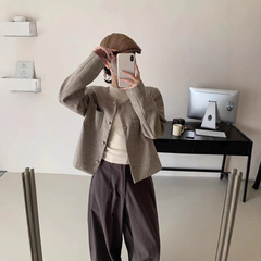 实拍复古小香风气质单排扣口袋设计感外套女2025秋装短款西装上衣