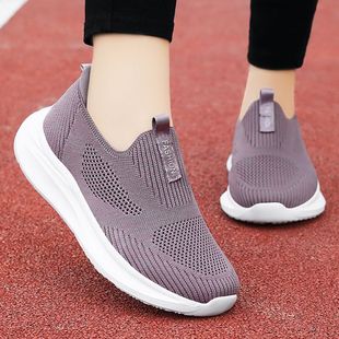 Spring New Style Fly-Woven Mesh Slip-On Slip-Ons, Casual Sports Shoes for Middle-Aged and Elderly People, Non-Slip Soft Soles for Mothers
