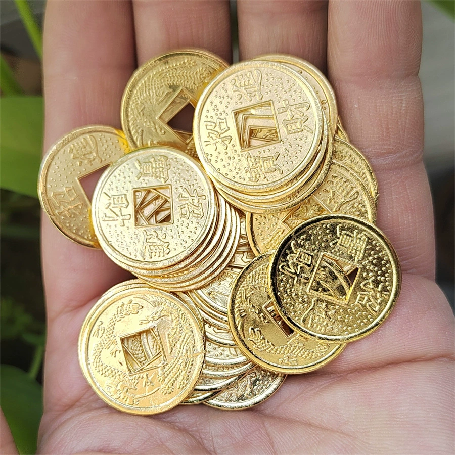 Металлические ремесла 2.4CM Дракон и Феникс Золотой Медный Монетный Сплав