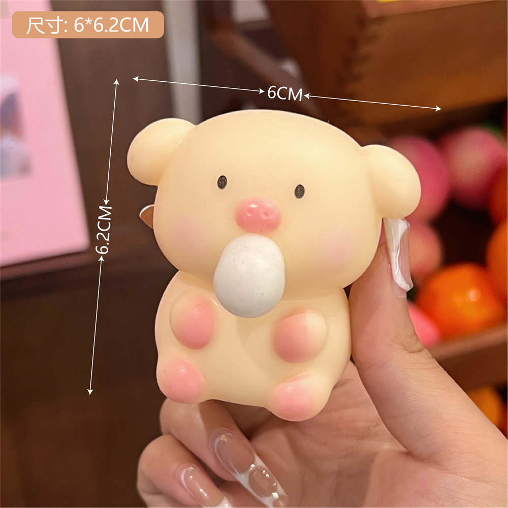 Creativo escupir burbujas lindas mascotas pellizcar música juguetes de descompresión lindo cerdito adornos de escritorio descompresión muñecas de goma suave al por mayor