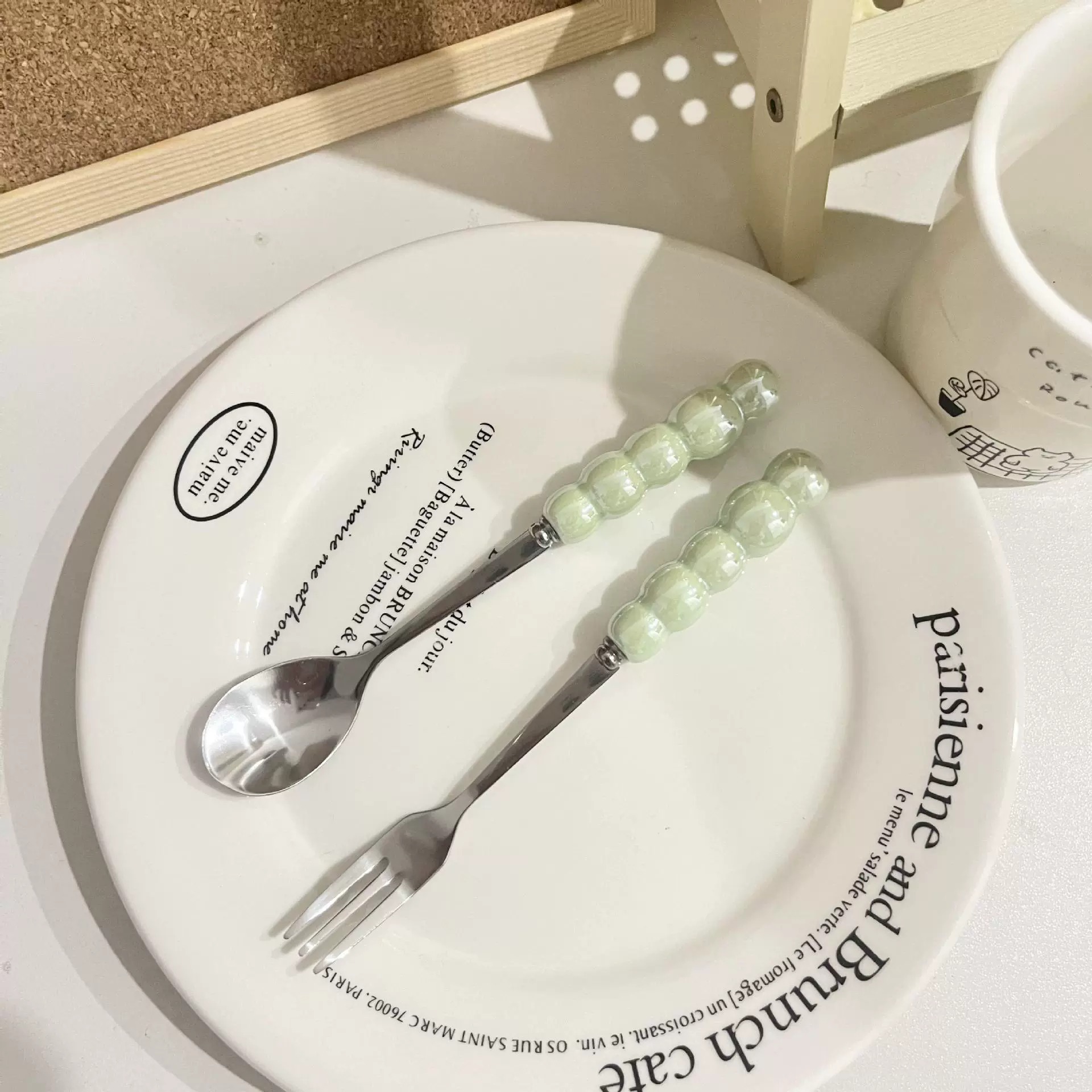 Керамическая ручка из нержавеющей стали от Pearl, столовые приборы, десертная вилка для фруктов
