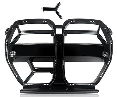 Suitable for 20-24 Bmw M3 M4 G80 G82 Cs Bright Black Grille Replacement Bright Black Carbon Pattern Front Grille (Zhongwang) - cs-mid-grid-bright-black
