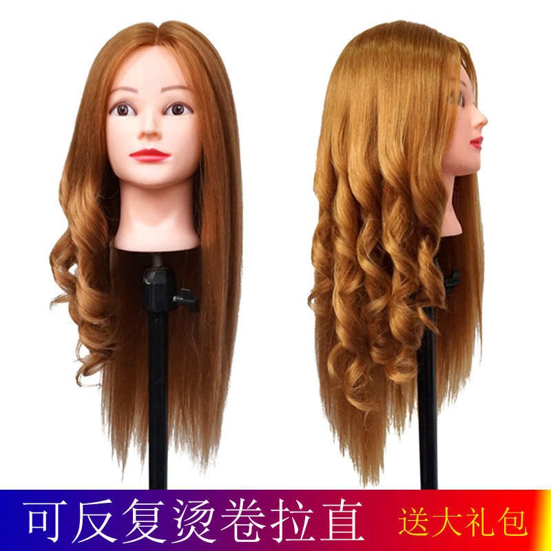 Hairdressing Mannequin Head with Real Hair, Suitable for Curling and Perming, Practice Styling and Braiding, Dummy Head Model for Makeup and Styling