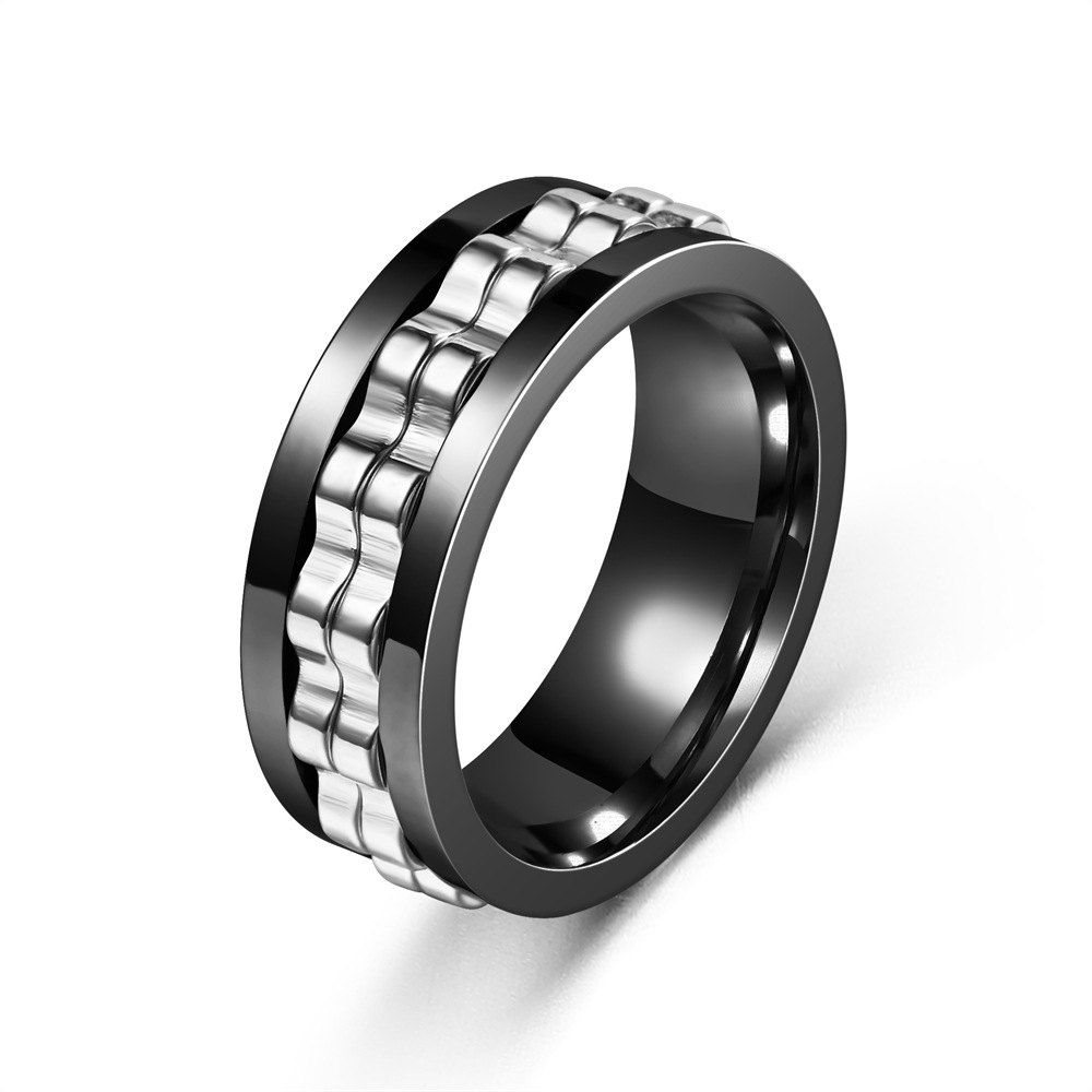 Simple Style Geometric Stainless Steel Plating Unisex Anxiety Ring display picture 3