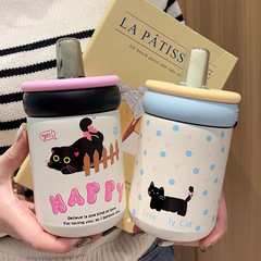 新しい保温カップ316ステンレスins女性高颜値ストローカップ携帯学生シンプルな大衆がコップを飲む