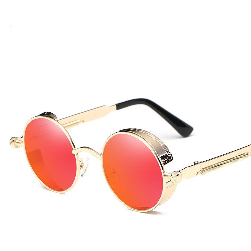 Clásico Steampunk gafas de sol europeo y americano ronda reflectante gafas de sol hombres y mujeres retro moda gafas de sol 0914