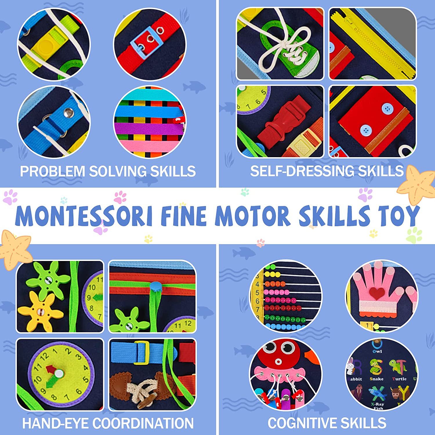 Juguete Educativo de Fieltro para Niños, Libro de Tela, Tablero de Actividades, Tablero de Aprendizaje con Cuentas