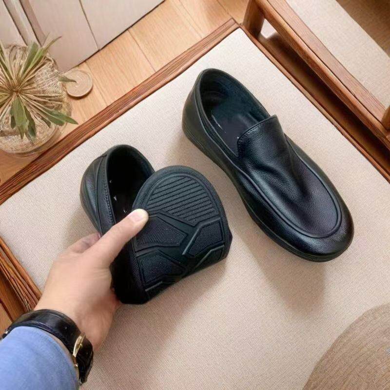 Giày lười nam da bò thật mũi tròn thoáng khí gót thấp 1–3 cm — 1210 màu đen rỗng (da siêu mỏng), 1210 Đen (da siêu mỏng), 1219 Đen (da bò lớp đầu tiên) chi tiết 6