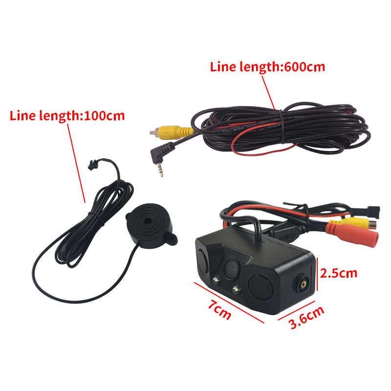 Reversing Radar Camera Three-In-One with Built-In Speaker Car Led Parking System Rearview Mirror Car Camera