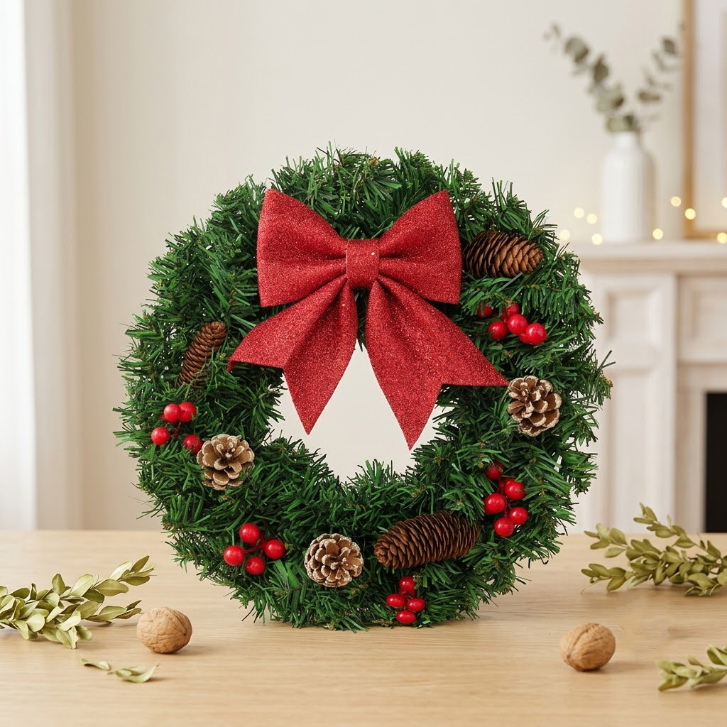 2026 nueva guirlanda de Navidad transfronteriza caliente explosión de decoración de vacaciones guirlanda de flores simulación de pino puerta colgante guirlanda de flores