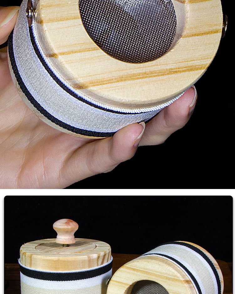 Solid Wood Moxibustion Jar Portable Moxa Burner with Strap Smoke-Controlled Home Use for Waist and Foot Warming quality and texture