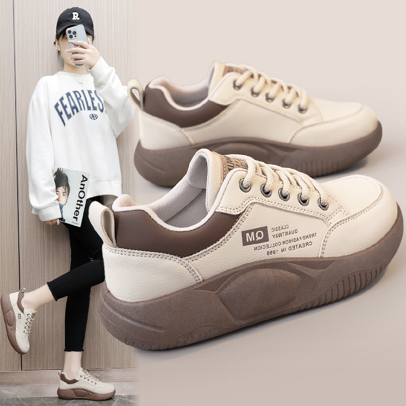 Xq5801 New 2025 Spring Casual Sneakers Thick-Soled Height-Increasing Shoes Korean Style Sports Women's Shoes Student Street Shooting Trend
