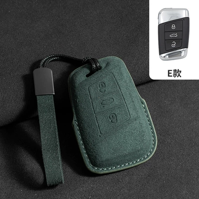 CC full package ID4 shell, Car key bag - volkswagen-e-type-dark-green-leather-rope