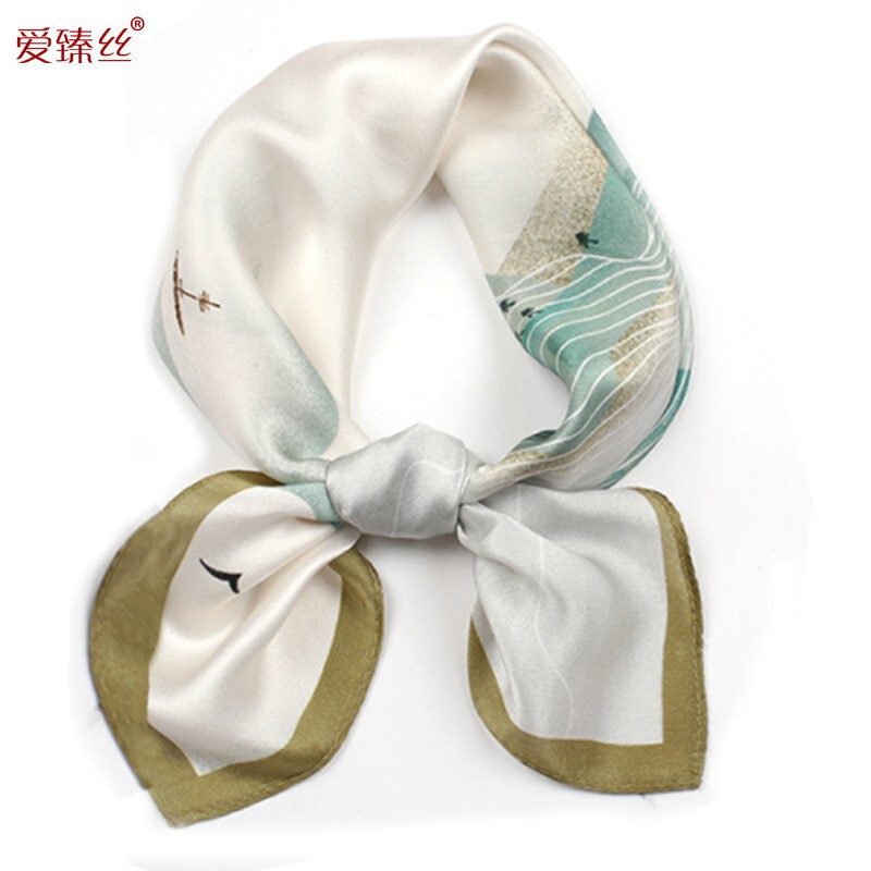 2024 Silk Square Scarf with National Style for Professional Matching with Skirts and T-Shirts, Mulberry Silk Scarf, Small Shawl Wholesale, Silk Print