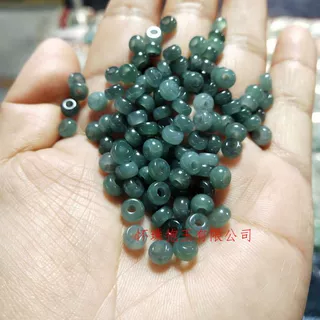 天然缅甸翡翠a货蓝水算盘珠大孔算盘珠隔珠Diy饰品配件项链手链