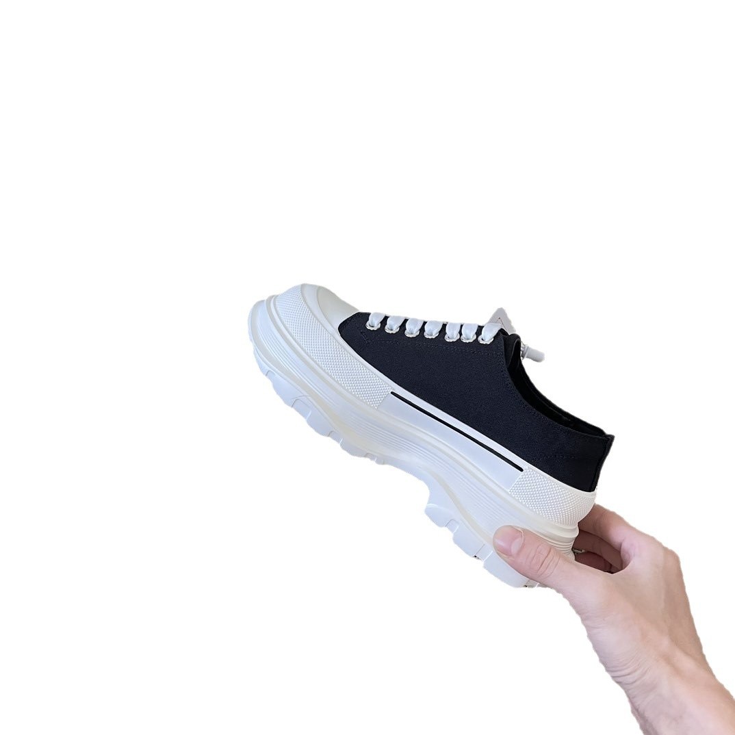 2024 Couple Style Casual Round Toe Top Quality Front Lace High Board Canvas Sheepskin Inner Men And Women Sneakers_vogvips.com