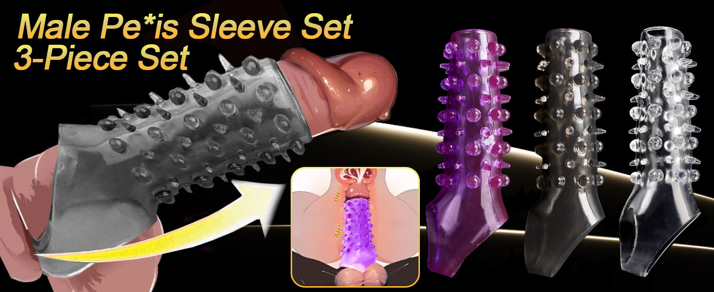 Textured Wolf-Tooth Condom Sleeve, TPE Studded Delay Cover for Adults — detail image 2