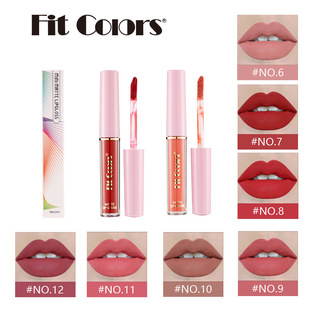 Cross-Border Makeup Fit Color 12-Color Lip Glaze Is Not Easy to Stick to the Cup Matte Lip Gloss Matte Velvet Liquid Lipstick