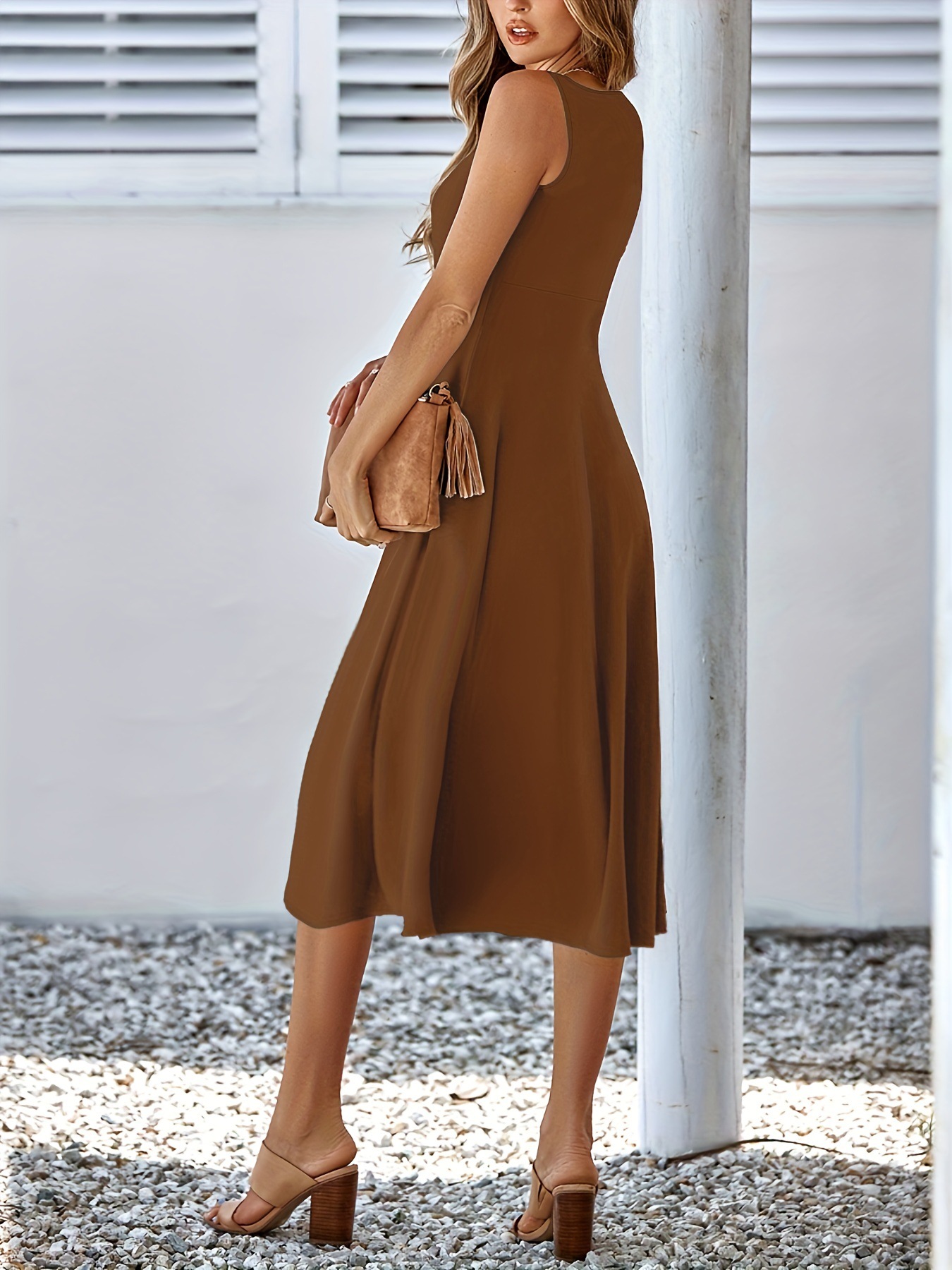 Solid Color Sleeveless Sexy Dress Slim Fit Women