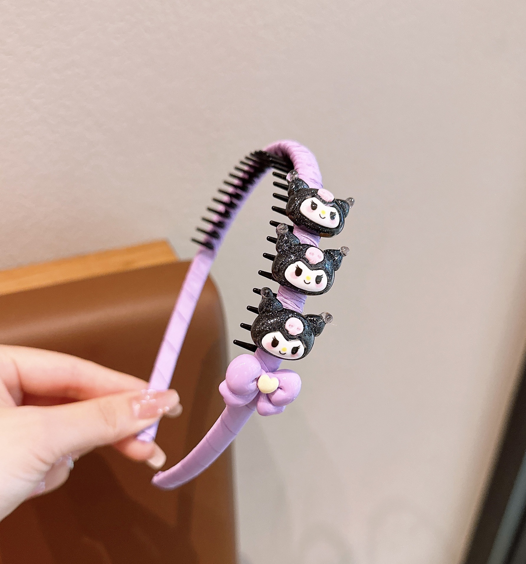 Diadema Kuromi púrpura para niños bebé linda diadema púrpura conjunto de clip de flequillo para niñas accesorios para el cabello