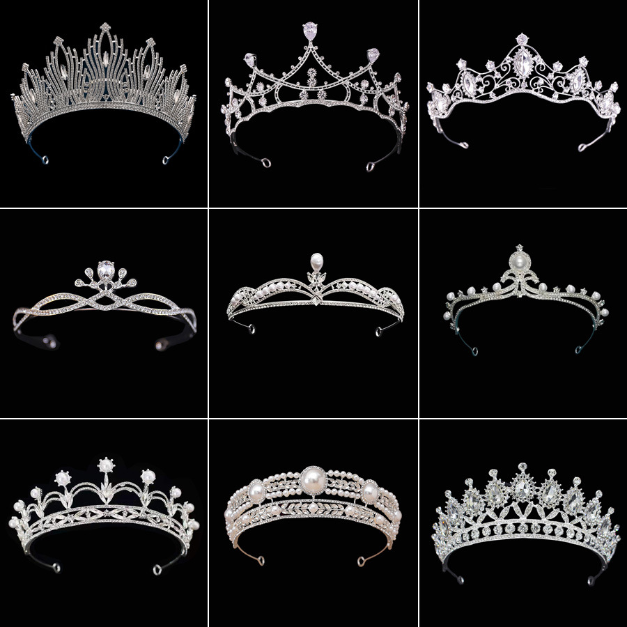 Diadema de princesa con corona y diamantes de imitación para niñas, ceremonia de mayor edad, cumpleaños, boda, horquilla de perlas para niños, joyería de alta gama para mujeres.