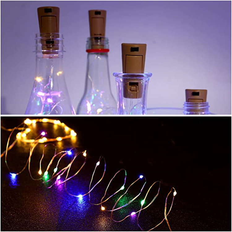 Botella de luz de tapón botón batería alambre de cobre Cadena de luz luces de colores decoración de vacaciones botella de vino luz tapón de vino de Navidad Cadena de luz