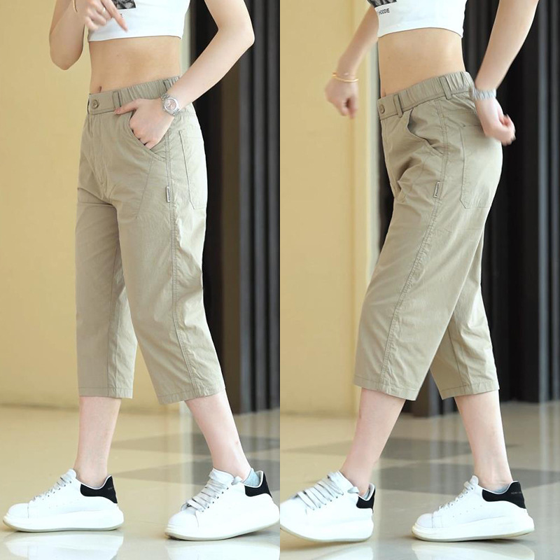 여름 얇은 캐주얼 반바지 남자 유행 올매치 트렌디 루즈 카프리 바지 남자 비즈니스 통기성 스포츠 바지
