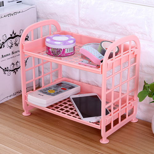 Creative cosmetics and jewelry double-layer folding storage rack simple home desktop bathroom storage rack storage rack