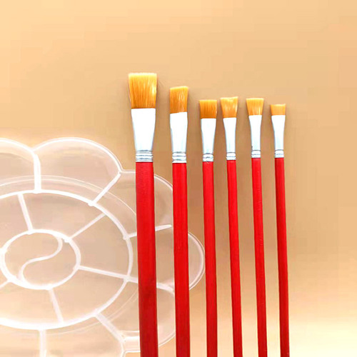 Bulk watercolor, acrylic paint, oil painting brushes for student practice 801 red handle nylon basic drawing brushes