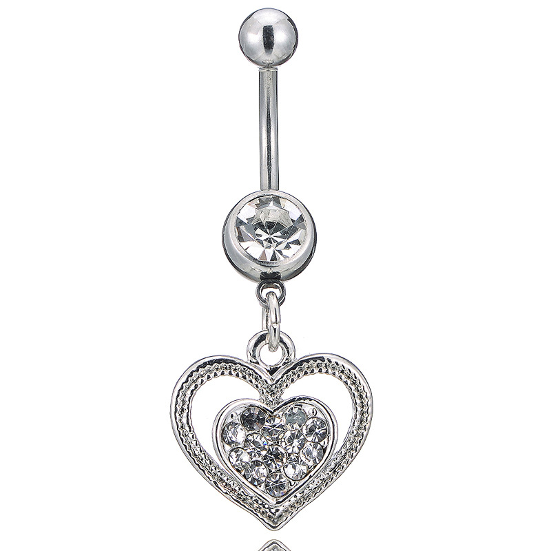 Herz-bauchnabelpiercing Aus Legierung Mit Glitzernden Steinen_voghion.com