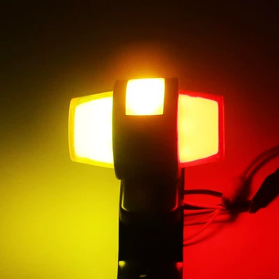 double-sided guide light, 24V signal: Width indicator light - three-sided-convex-light-yellowredyellow-cd