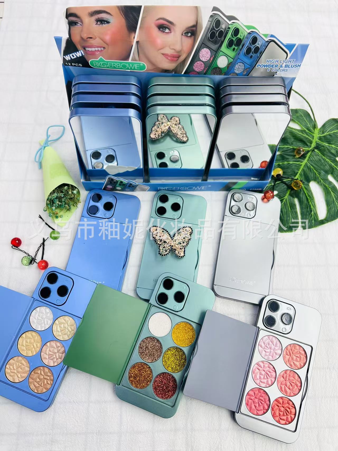 BIGGERBOWIE Cross-border 11 colores colorido teléfono móvil sombra de ojos nacarada mate fino destello maquillaje ahumado europeo y americano maquillaje dulce y picante