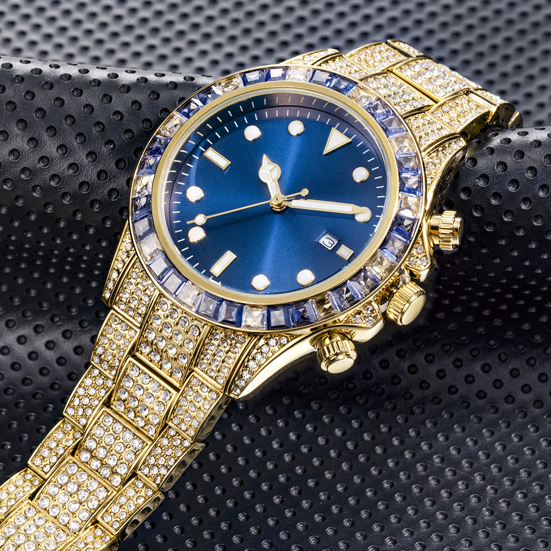 Missfox Men's Mechanical Watch Diamond Daytona Green Dial Luxury_voghion.com