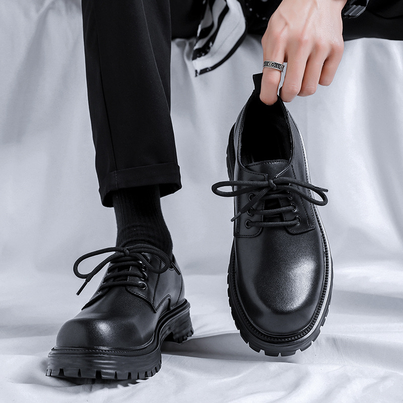 2024 Kožené boty Pánské Podzimní Studentské Velké Hnědé Vyšší Obchodní Šaty Svatební Nízké Martinské Boty 66103-Y_voghion.com