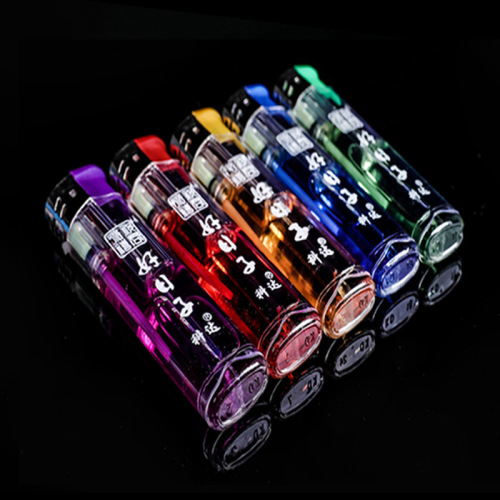 Factory wholesale 606 disposable plastic electronic lighter transparent general supermarket home use large size can be printed