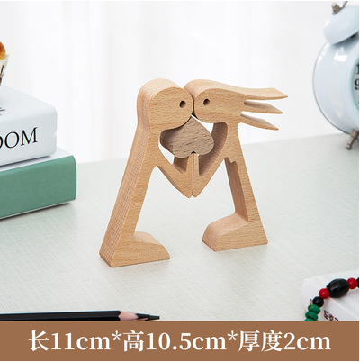 Decoración simple decoración creativa animal de madera perro y familia Estructura de escritorio hecho a mano humano y perro talla de madera adornos