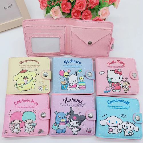 Cartoon Collection PU Wallet Foldable Button Leather Purse Kurumi Pochi Dog Children Super Cute Inner Pocket Wallet