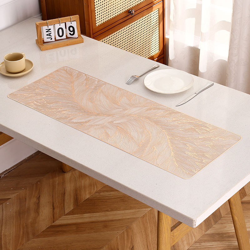 Cojín de mesa rectangular europeo fluir cojín de alta calidad impermeable a prueba de agua a prueba de aceite PVC cojín de mesa occidental INS cojín de taza de lujo al por mayor