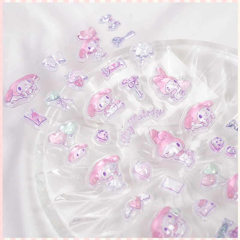 3D Sticker Hello Kitty — embossed cartoon stickers, assorted Sanrio designs, small sheets