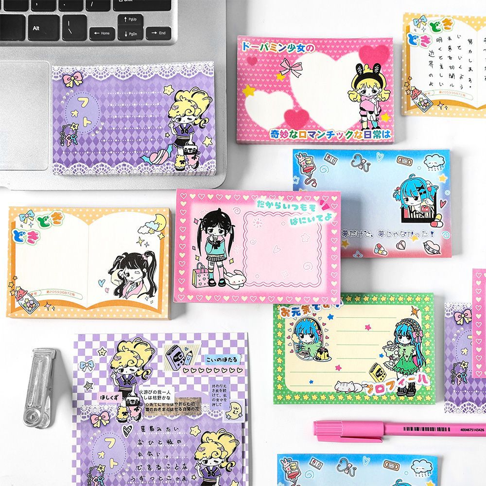 Infeel.me cuaderno de dibujos animados 80 hojas en el antiguo temprano cuaderno de escritura japonés y coreano niña cuaderno de escritura material papel diy