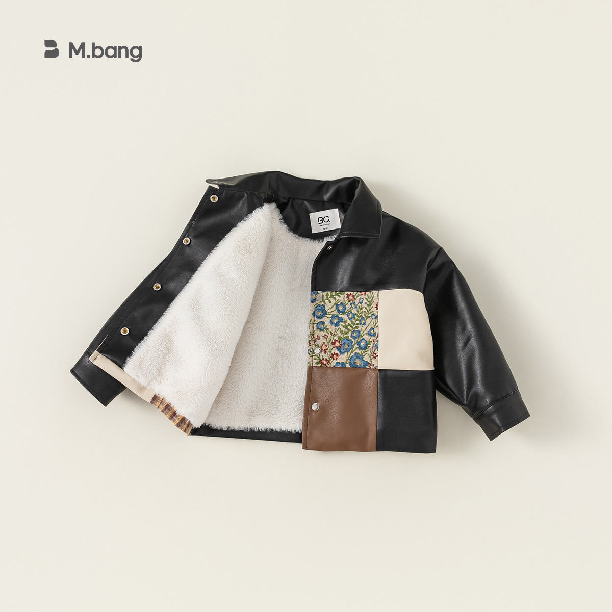 Ropa infantil Youbao, nueva chaqueta de cuero para niños, estilo versátil de primavera y otoño, con diseño de patchwork elegante.