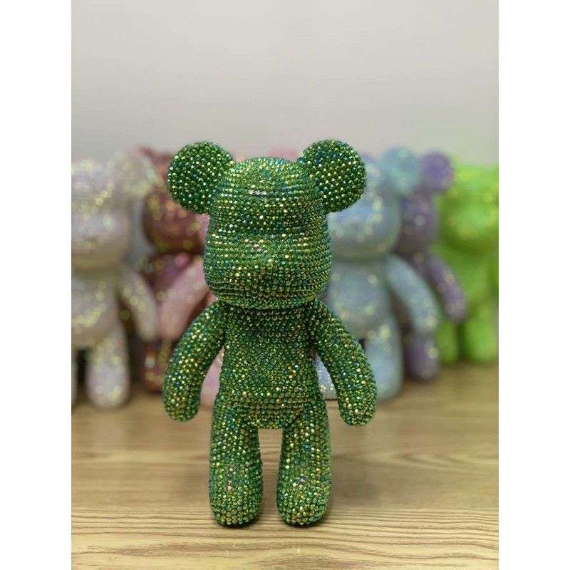 Oso embrionario blanco + diamante verde oscuro de gelatina + pegamento + kit