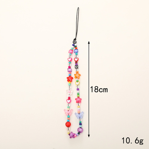 Hot selling Internet celebrity beaded love mobile phone chain anti-lost and anti-fall mobile phone case diy pearl hanging chain short mobile phone lanyard