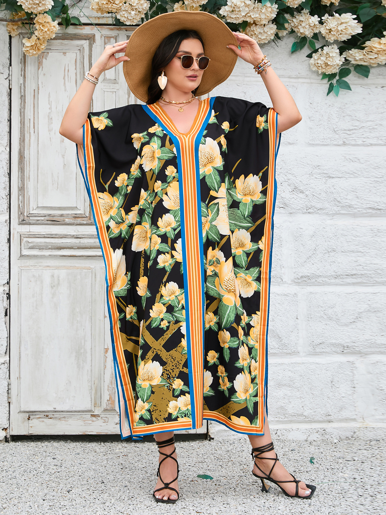 7 colores 2024 transfronteriza nuevo europeo y americano más tamaño vestido playa blusa vacaciones sol protección camisa traje de baño blusa 1d241