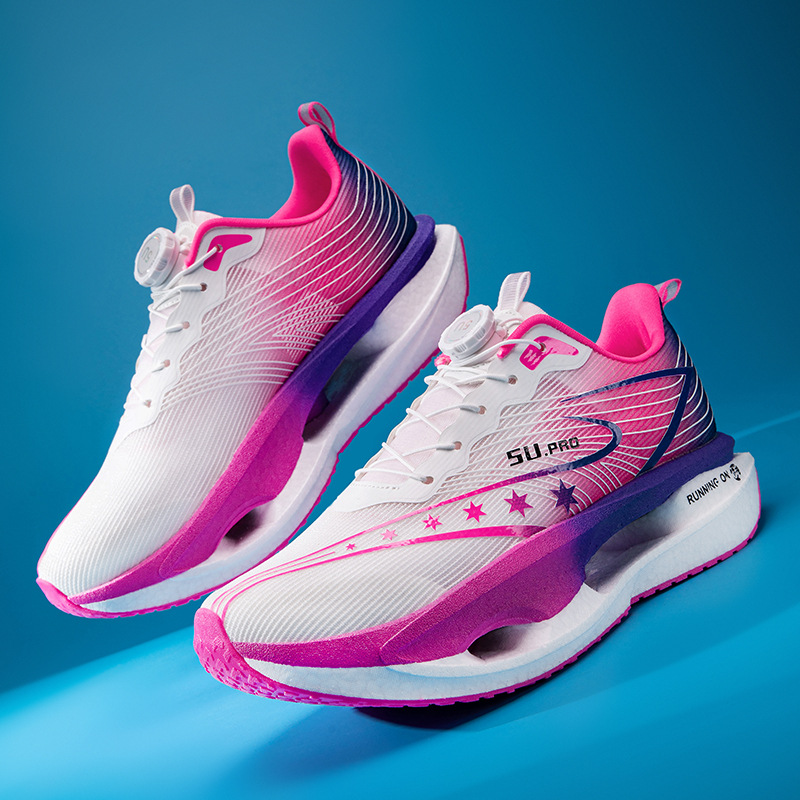 Zapatillas de carreras ultraligeras transpirables de botón giratorio para niños y mujeres con base de palomitas de maíz para estudiantes