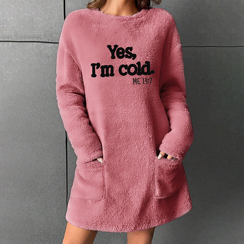 European and American-style autumn/winter double-faced fleece cozy oversized onesie with pocket, perfect for loungewear—simple, casual, and suitable for wearing outside the home.